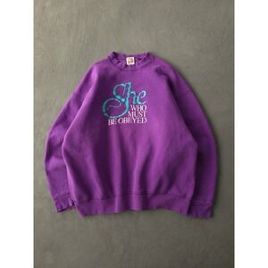 Vintage 90s She Who Must Be Obeyed Purple Crewneck Sweatshirt Heavyweight XXL